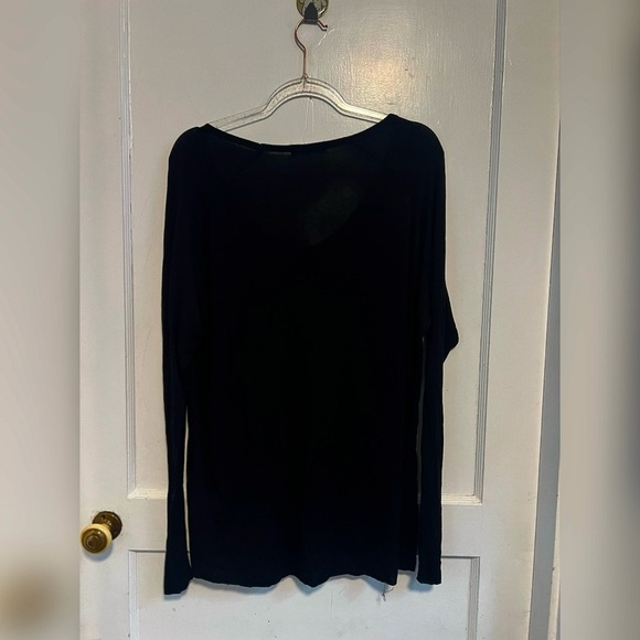 Joah Brown For Keeps V Neck Black Rib Long Sleeve Top One Size - Picture 6 of 7
